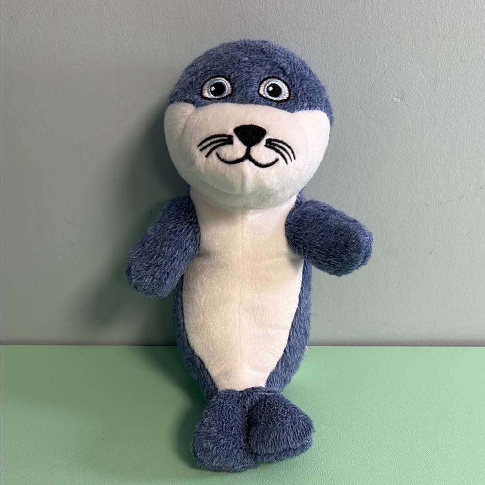 Kinder Surprise Blue & White Seal Plush Stuffed Animal, Kid Plush Toy